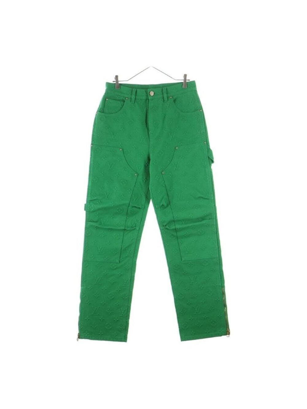 Louis Vuitton Monogram Workwear Double Knee Patch Denim Pants Green